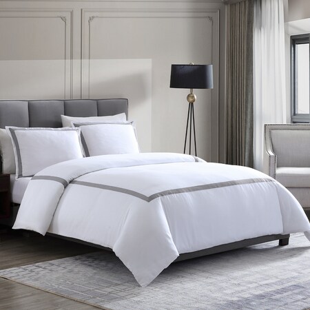 Italian Hotel Collection Italian Hotel Collection 300 Thread Count 100% Cotton 3-Piece duvet set with band King Gray 30300DVF-GRY-KG